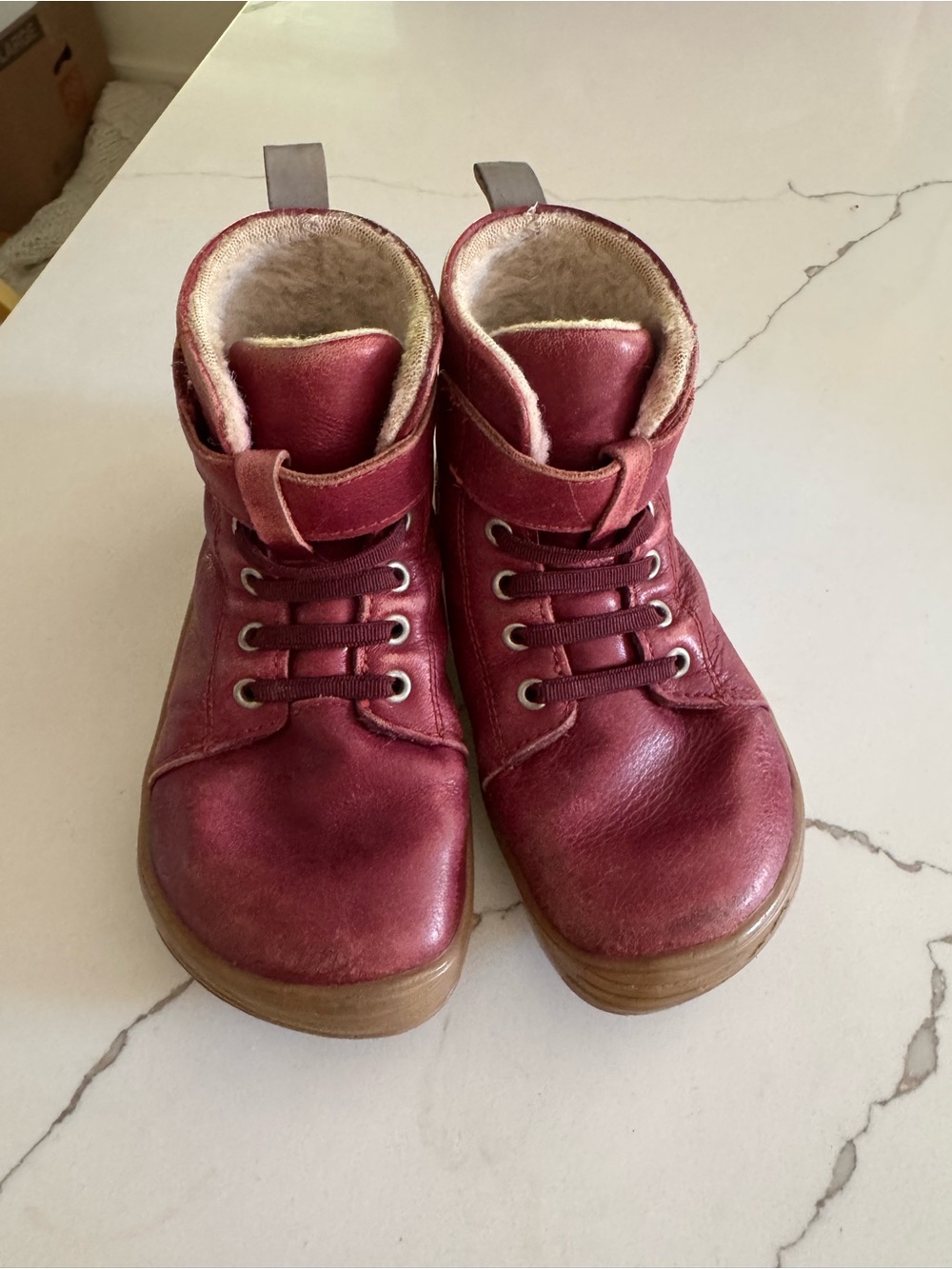 Be Lenka Burgundy Leather Boots with Wool Lining
